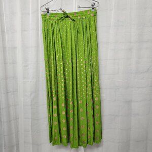 Belma Skirt Green Gold Metallic Polka Dot Festival Maxi Hippie OSFM NWT